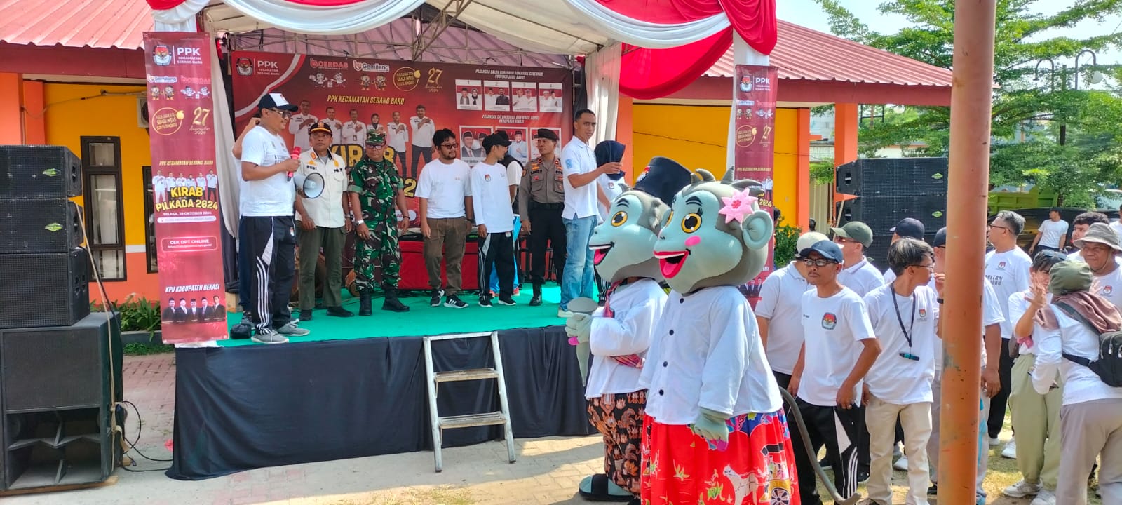 Polsek Serang Baru Hadiri Giat Kirab Pilkada 2024