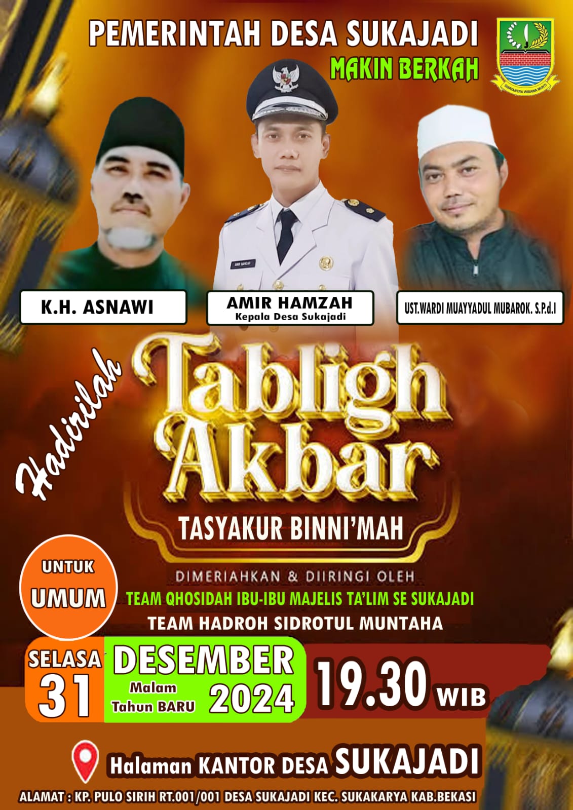 Sambut Tahun Baru 2025, Desa Sukajadi Adakan Tabligh Akbar dan Gema Sholawat