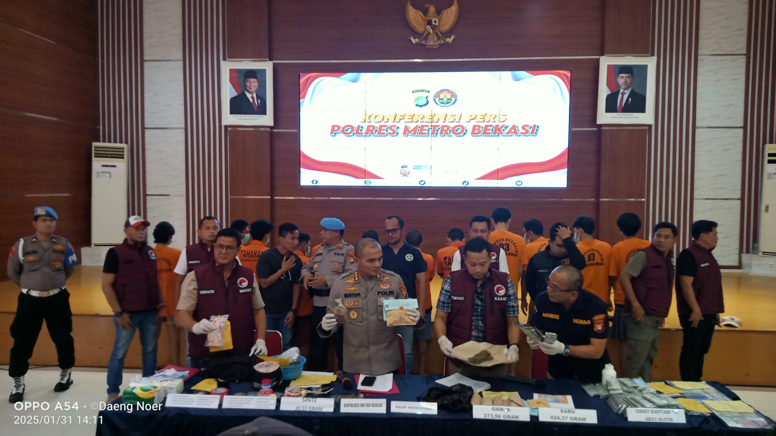 Berantas Narkoba Sejumlah Tersangka dari Berbagai Daerah Berhasil Diamankan Polres Metro Bekasi