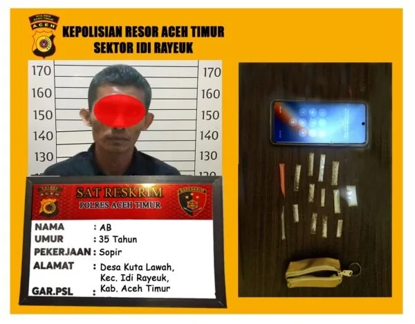 Polsek Idi Rayeuk Amankan Sopir Diduga Edarkan Sabu