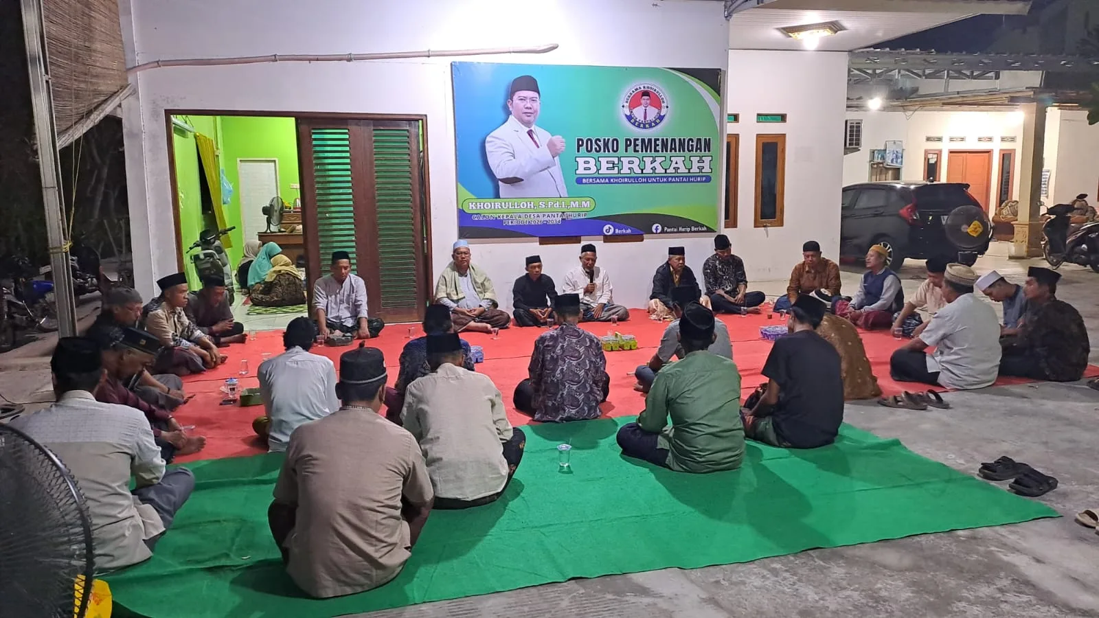 Posko Pemenangan "Berkah" Khoirulloh Gelar Yasinan dan Ratibul Haddad Sambut Pilkades Pantai Hurip