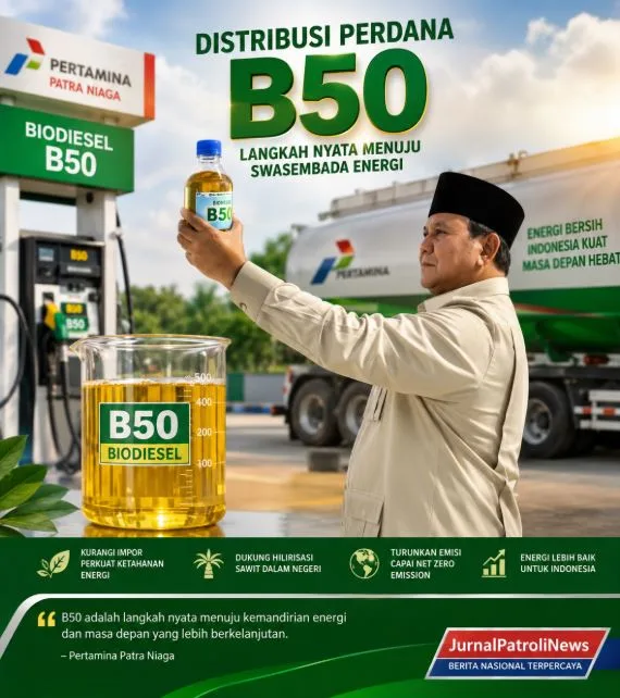 Pertamina Patra Niaga Mulai Distribusi Perdana B50, Dukung Program Swasembada Energi Nasional