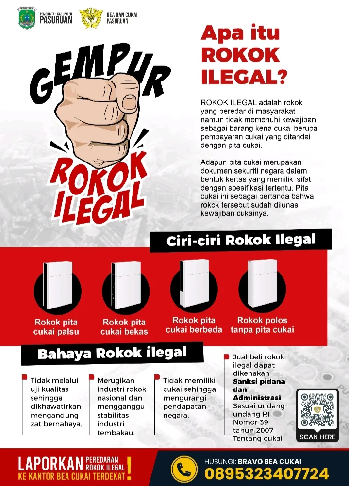 Pemkab Pasuruan dan Bea Cukai Gencarkan Edukasi Bahaya Rokok Ilegal, Masyarakat Diminta Lebih Waspada