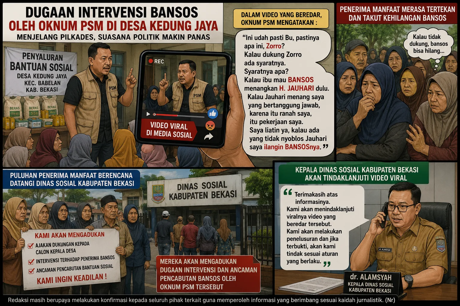 Diduga Intervensi Penerima Bansos untuk Dukung Bacalon Kades, Oknum PSM di Kedung Jaya Tuai Sorotan