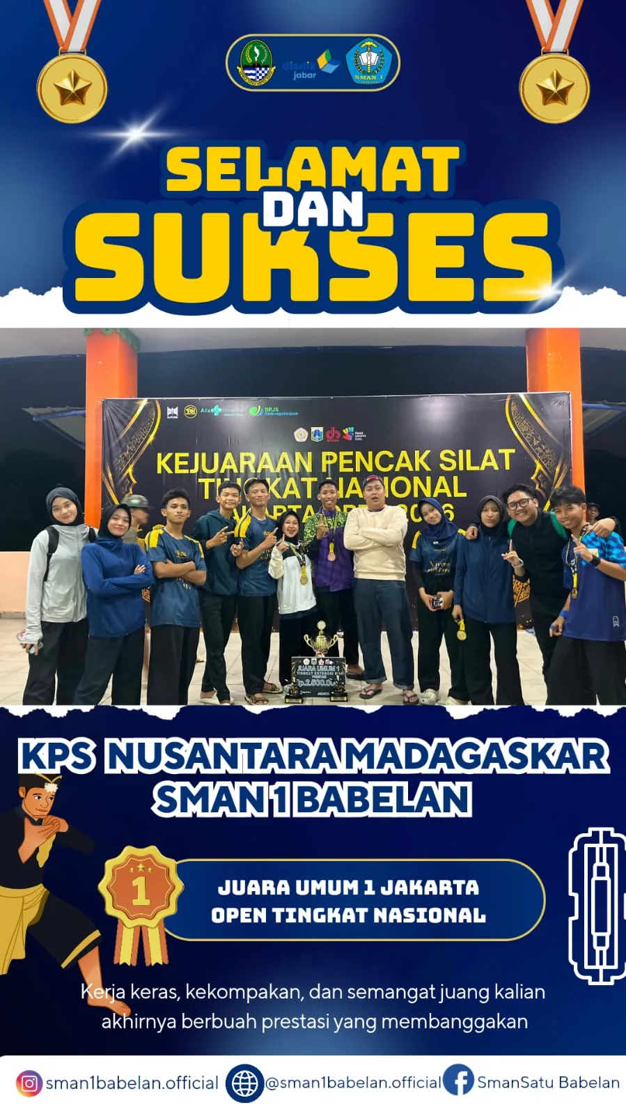 KPS Nusantara Madagaskar SMAN 1 Babelan Juara Umum 1 Jakarta, Borong 11 Emas dan 1 Pesilat Terbaik