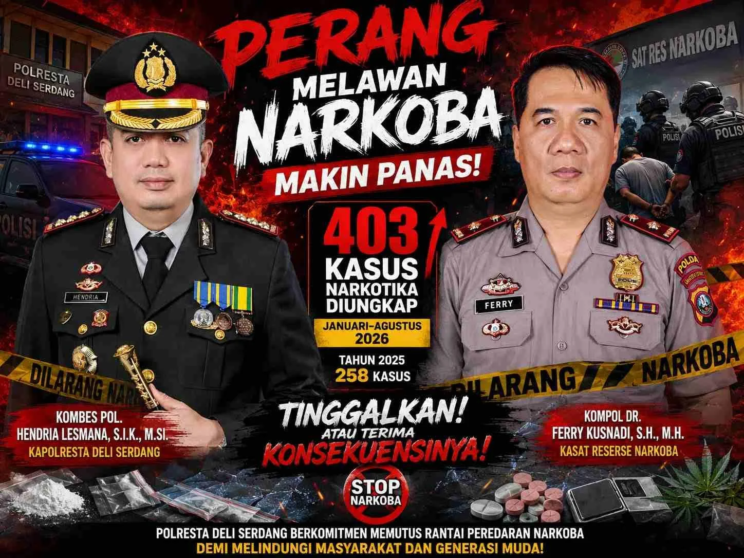 Polresta Deli Serdang Ungkap 403 Kasus Narkoba, Naik Signifikan dari Tahun Sebelumnya